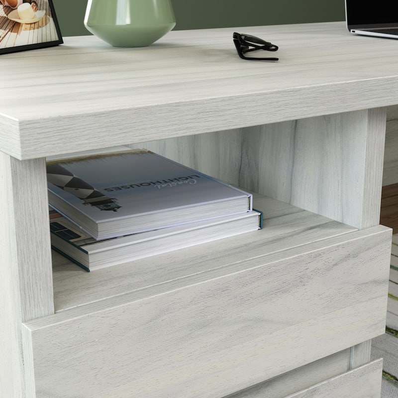 Wood Desk with File Drawer, White