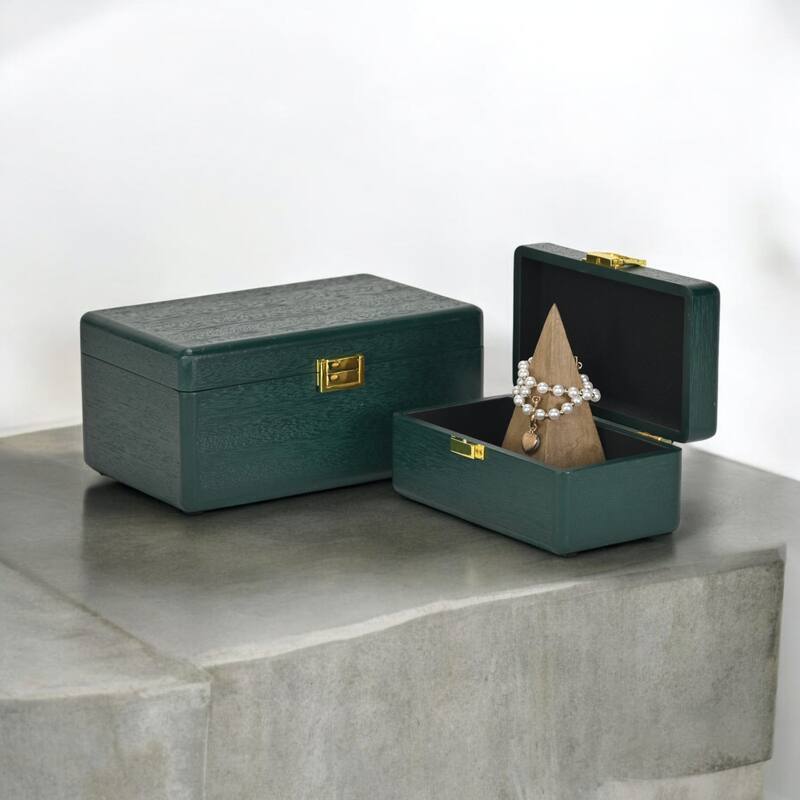 Sable Set of 2 Wooden Boxes with Gold Handles