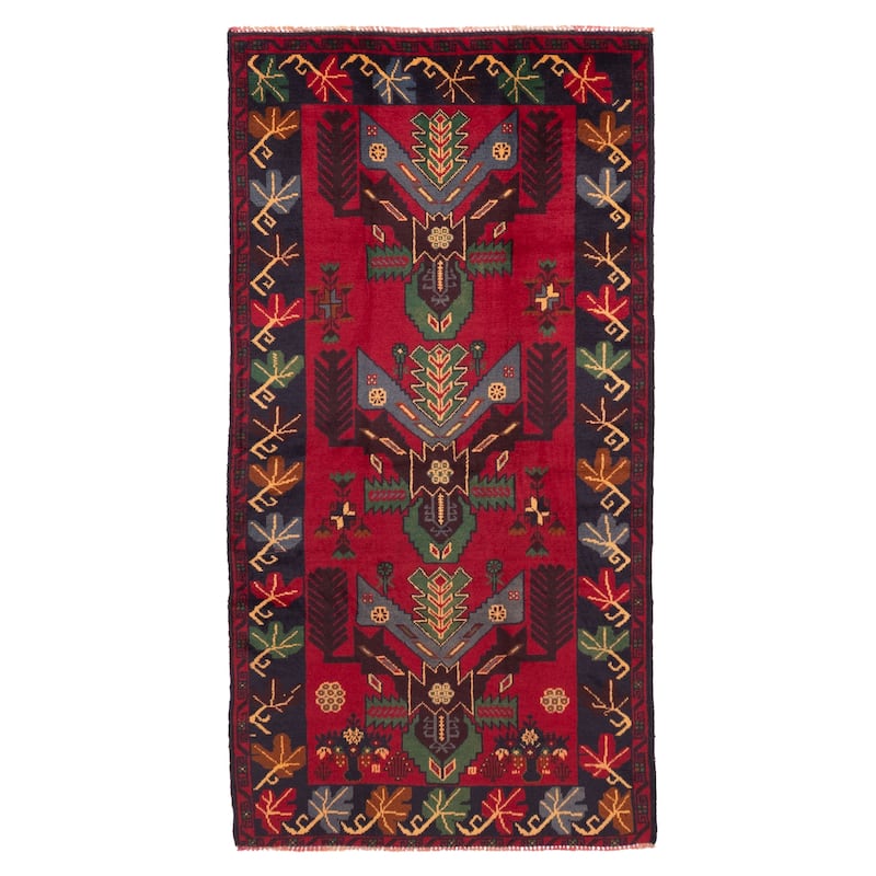 ECARPETGALLERY Hand-knotted Teimani Red Wool Rug - 3'3 x 6'6