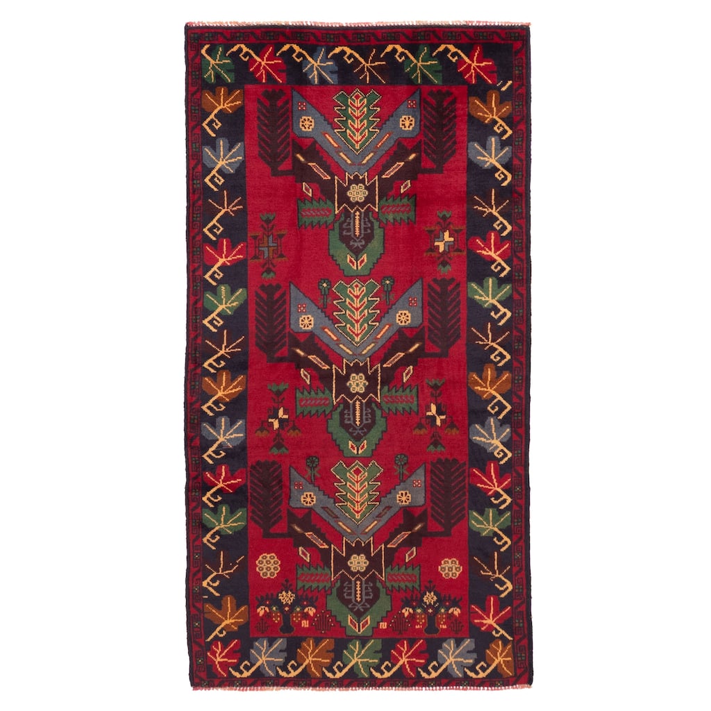 ECARPETGALLERY Hand-knotted Teimani Red Wool Rug - 3'3 x 6'6