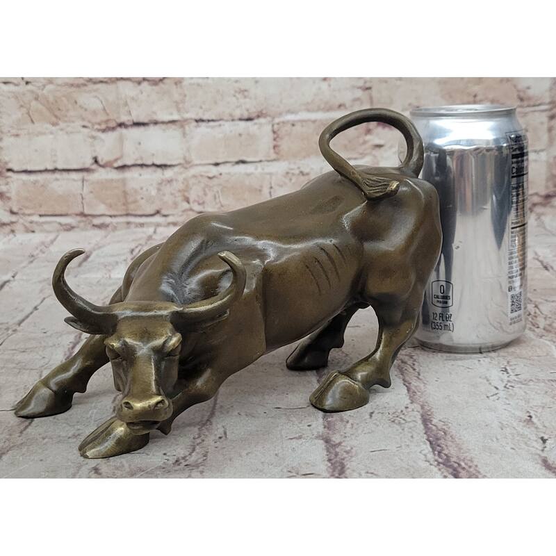 Wall Street Bull Miniature Hot Cast Bronze Sculpture Statue Lost Wax Casting