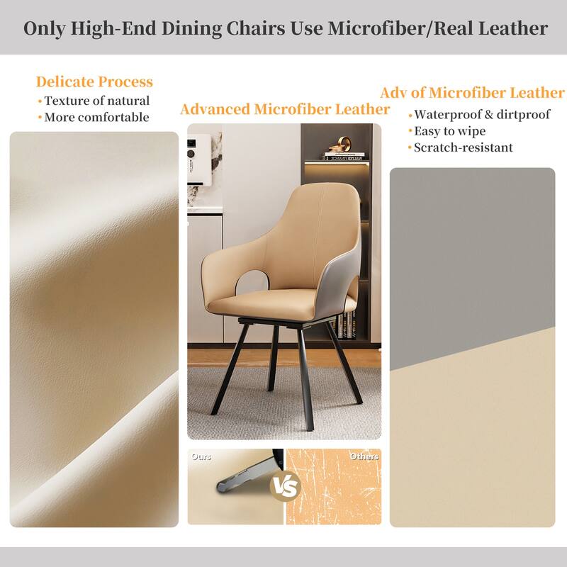Two-tone Microfiber Leather Upholstered Rotatable Dining Chairs (Set of 2) - 22.83" W x 19.69" D x 36.61" H
