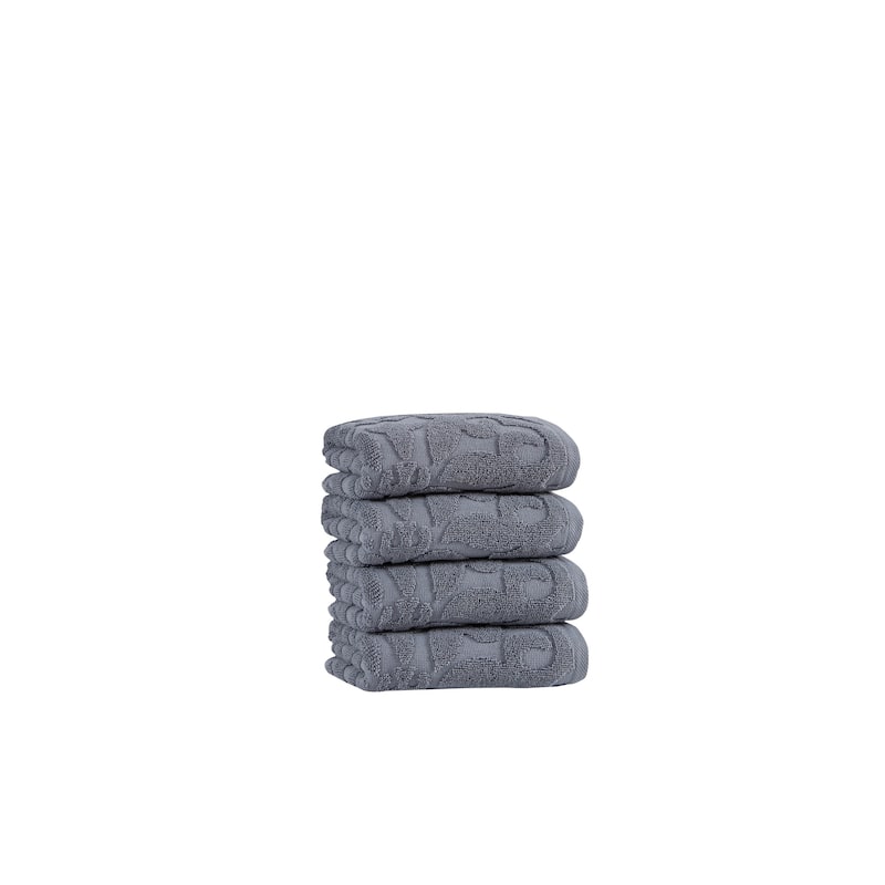 Ozan Premium Home 100% Genuine Turkish Cotton Patchouli Hand Towels (Set of 4) - Grey
