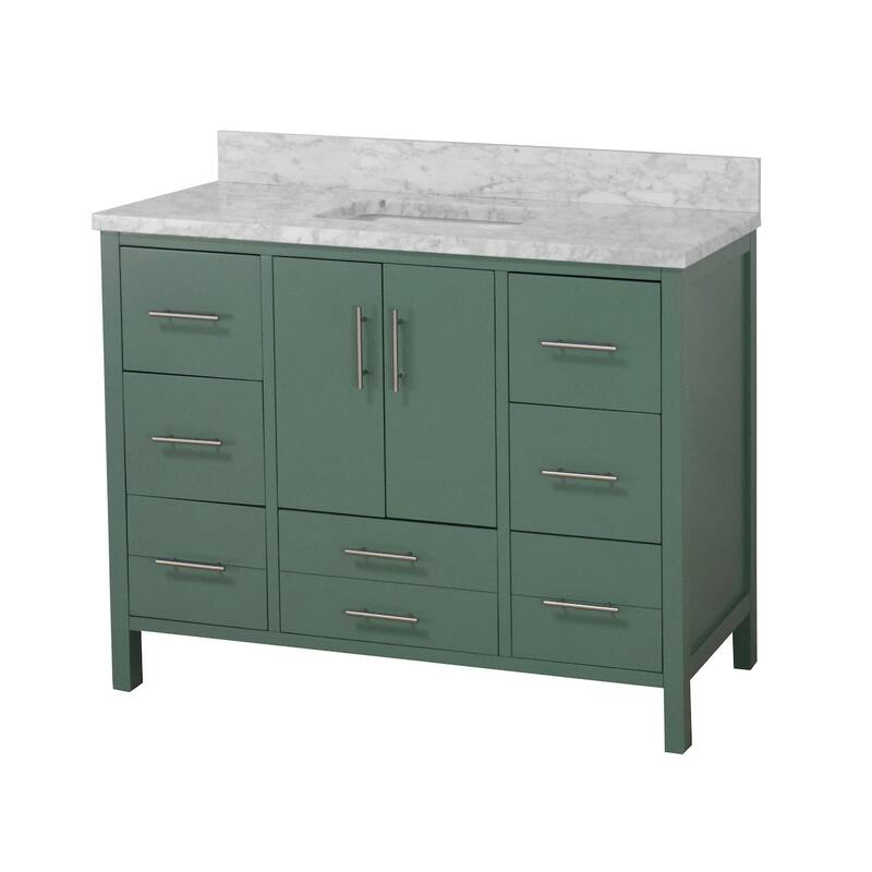 KitchenBathCollection California 48" Bathroom Vanity with Carrara Marble Top