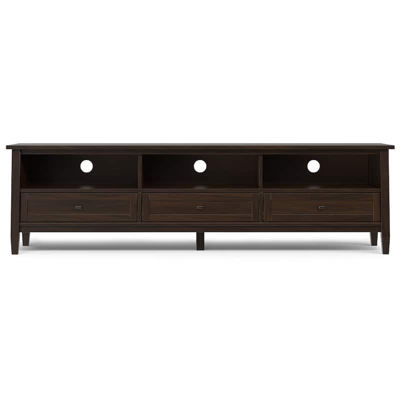 WYNDENHALL Norfolk SOLID WOOD 72" Wide Transitional TV Media Stand For TVs up to 80" - 18" d x 72" w x 20" h