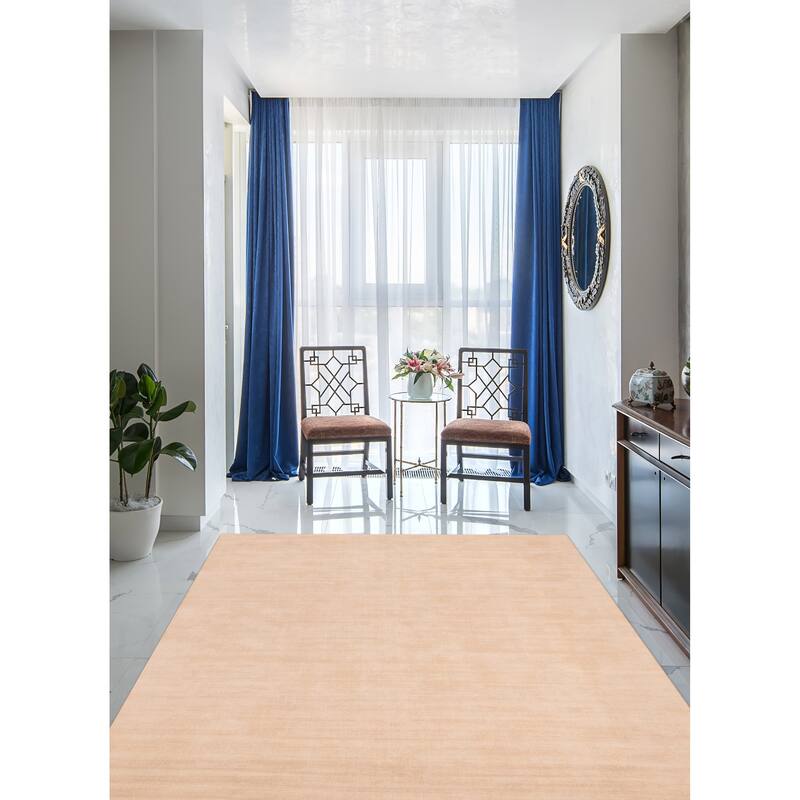 ECARPETGALLERY Hand Loomed Kashkuli Gabbeh Light Khaki Wool Rug - 7'9 x 9'10