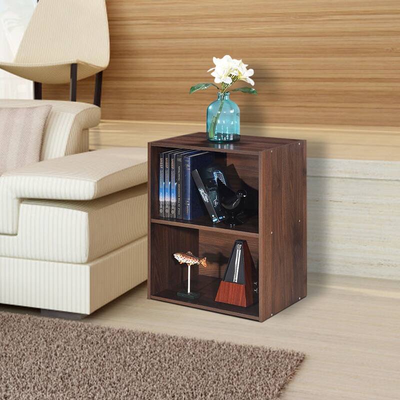 Gymax 2 Tier Open Shelf Night Stand End Table Sofa Side Storage - 17''x11.5''x21.5''
