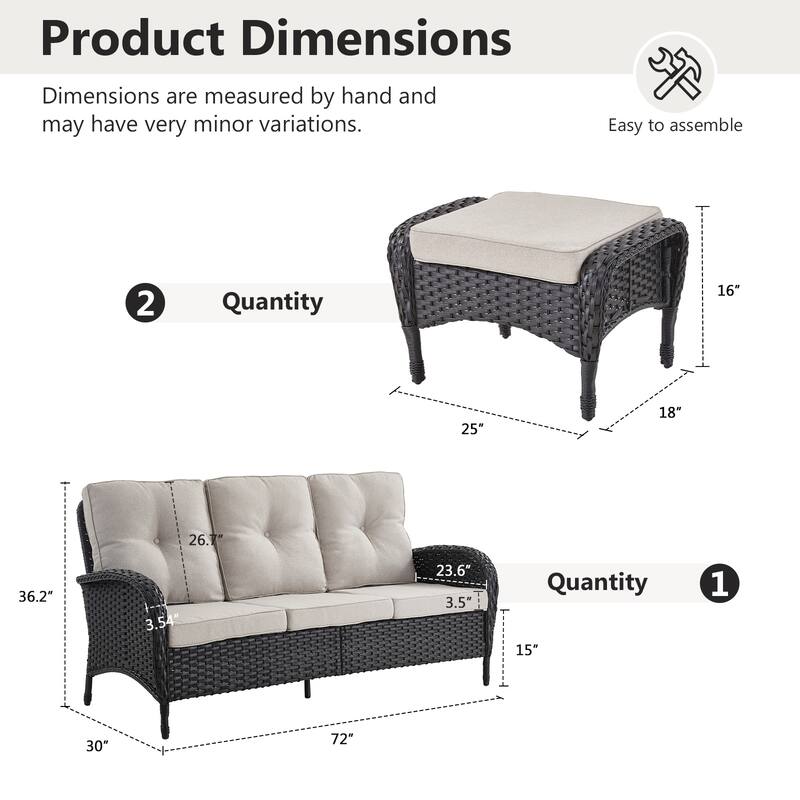 Gymojoy Premium Wicker Patio Furniture Set - Ultimate Comfort & Weather-Resistant Design