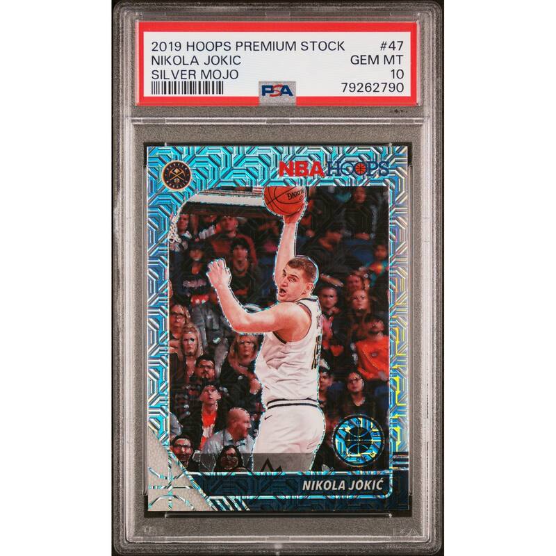 Nikola Jokic 2019 Panini Hoops Premium Stock Silver Mojo Card #47 Graded PSA 10 - 8'6" x 11'6"