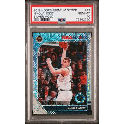Nikola Jokic 2019 Panini Hoops Premium Stock Silver Mojo Card #47 Graded PSA 10 - 8'6" x 11'6"