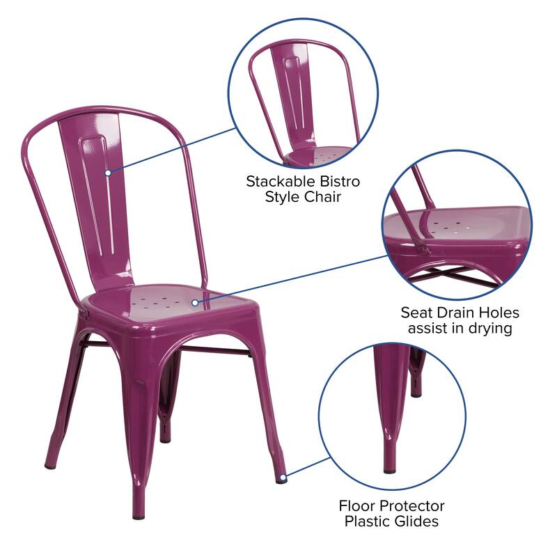 Metal Indoor/ Outdoor Stackable Chair - 20"D x 17.5"W x 33.5"H