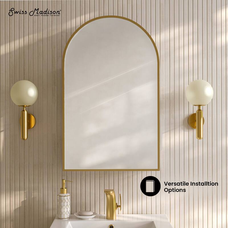 Porte 20 X 30 Arched Recessed/Wall Mount Medicine Cabinet With Mirror In Gold - 20 x 30