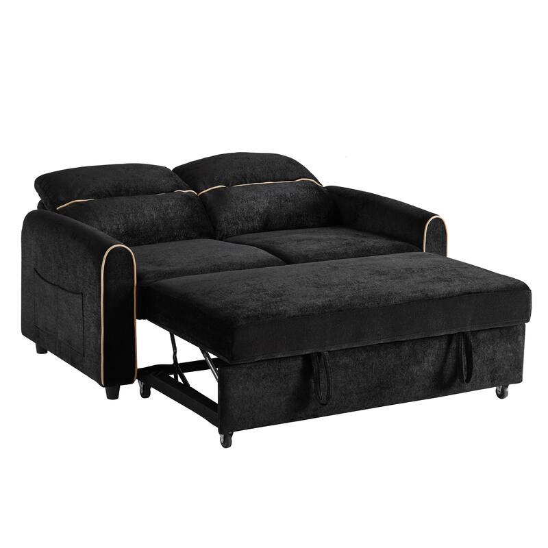 GDFStudio - 58" Chenille Convertible Sleeper Sofa with USB
