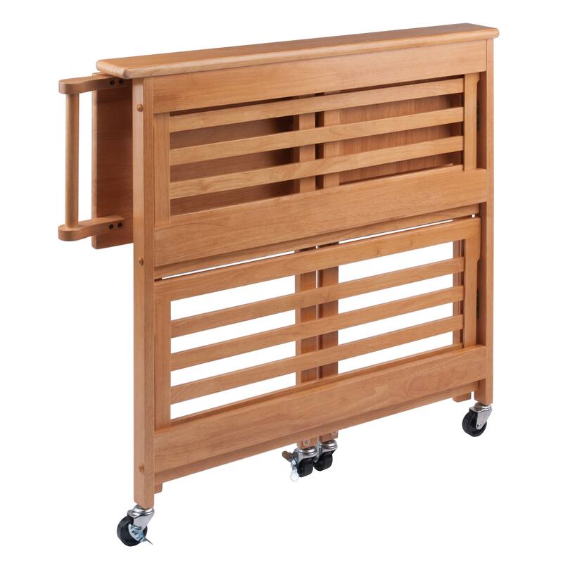 Radley Kitchen Cart, Foldable, Light Oak - 37.87 x 17.24 x 34.57 inches