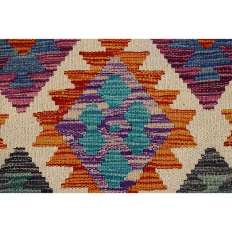 All-Over Kilim Area Rug Hand-Woven Wool Carpet - 8'0" x 9'10"