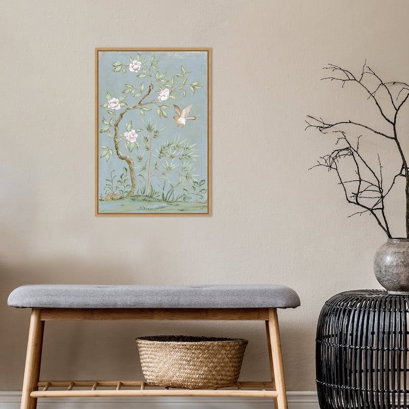 Spring Flower Mural II Blue by Julia Purinton Framed Canvas Wall Art Print - Sylvie Maple