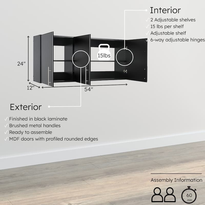Prepac Elite 54 inch Wall Cabinet - 54 Inch