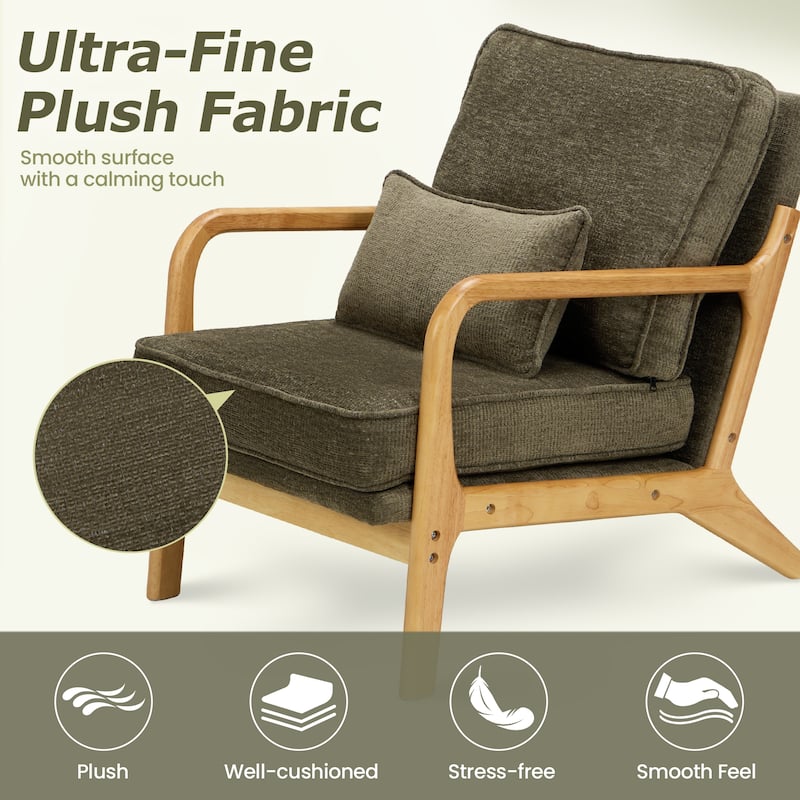 RENEWLINE Mid Century Modern Accent Chair with Lumbar Pillow