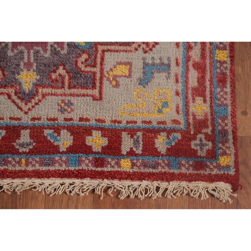 Geometric Grey Kazak Oriental Runner Rug Handmade Wool Carpet - 2'6"x 8'2"