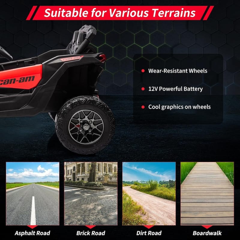 12V Licensed Can-Am Electric Off-Road Utv Car for Kids