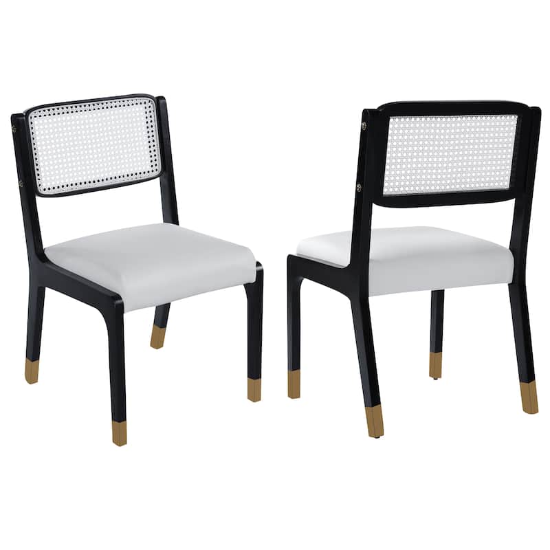 Wood Dining Chairs Set of 2, Accent Chairs with Solid Wood Legs and Padded Seat, Modern Linen Dining Chairs Side Chairs