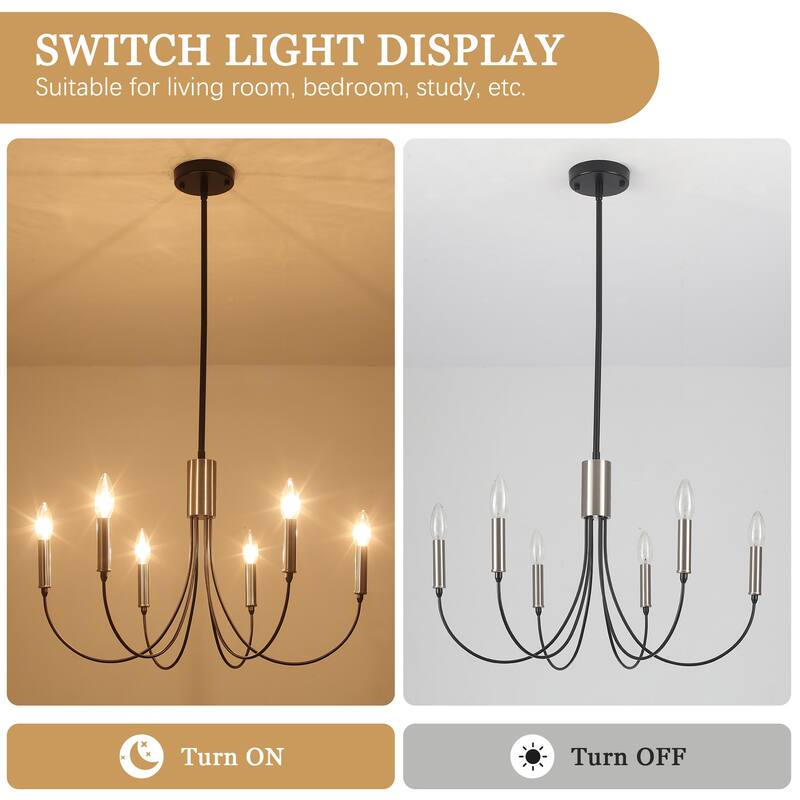 6-Light Modern Candlestick Hanging Linear Chandelier Lighting Island Chandelier for Kitchen Island