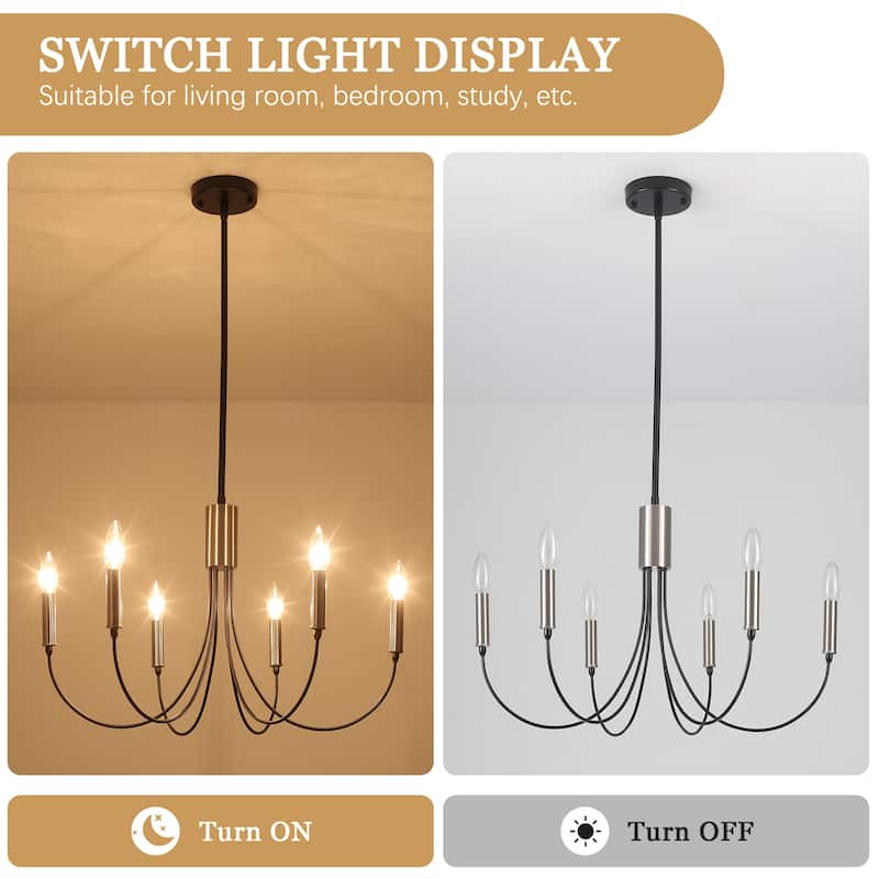 Modern Minimalist 6 - Light Hanging Candlestick Chandelier for Living Room Kitchen Island Bedroom Entryway - N/A