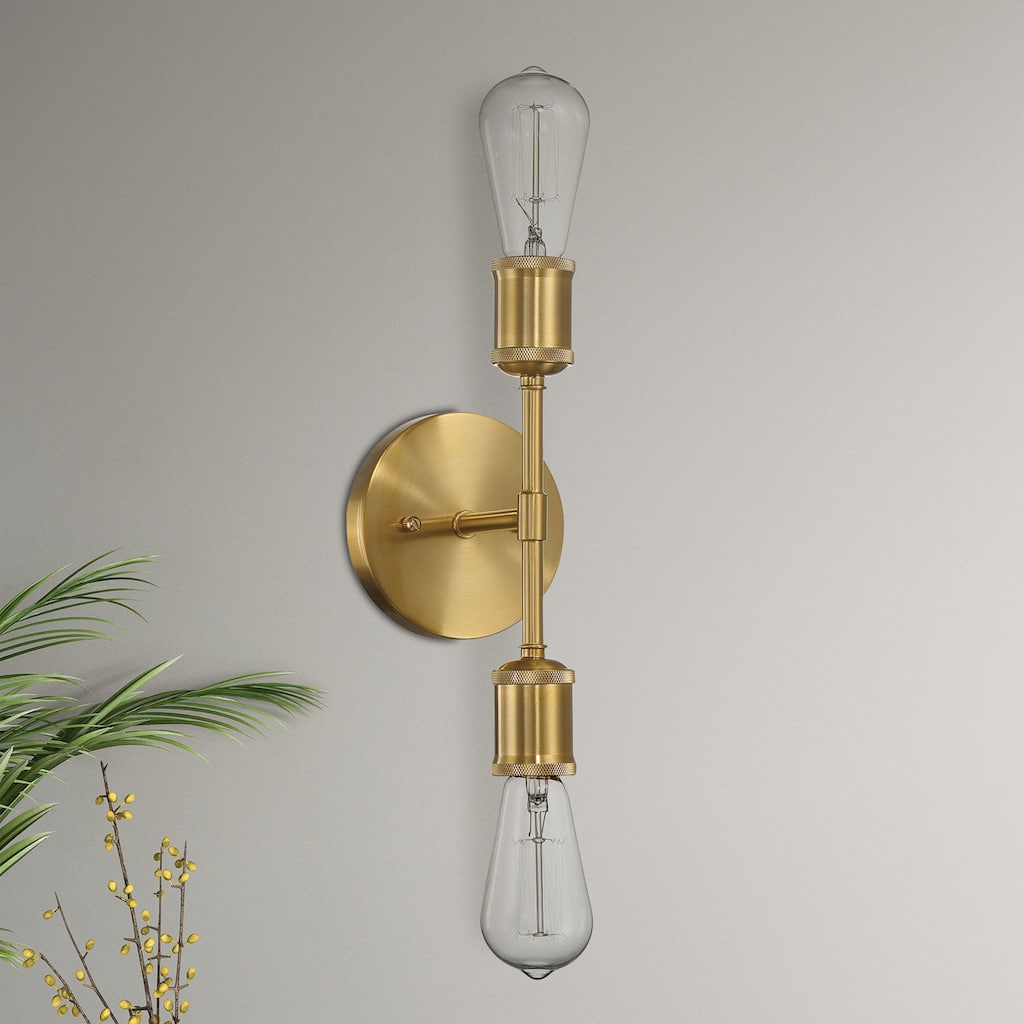 Tonula Double-Light Wall Sconce with Satin Brass Finish