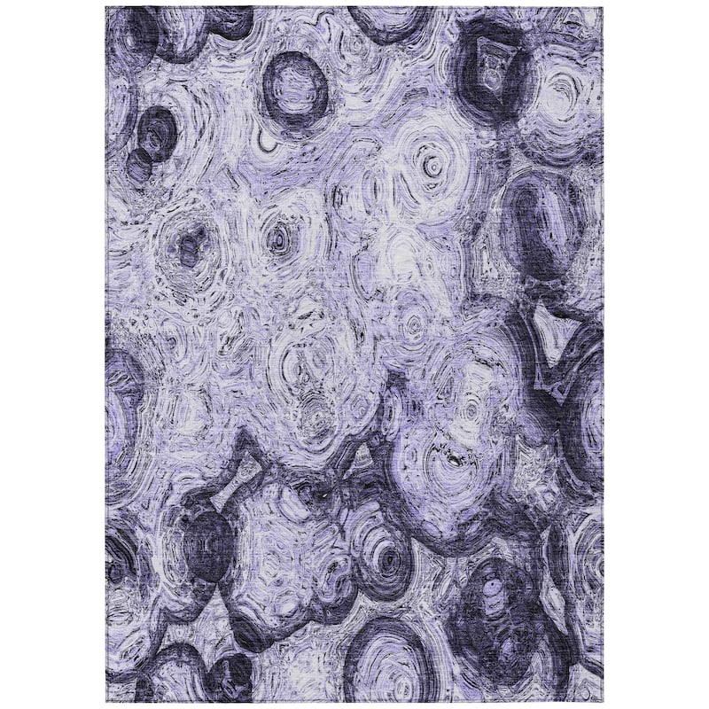 Machine Washable Indoor/ Outdoor Chantille Abstract Waves Rug
