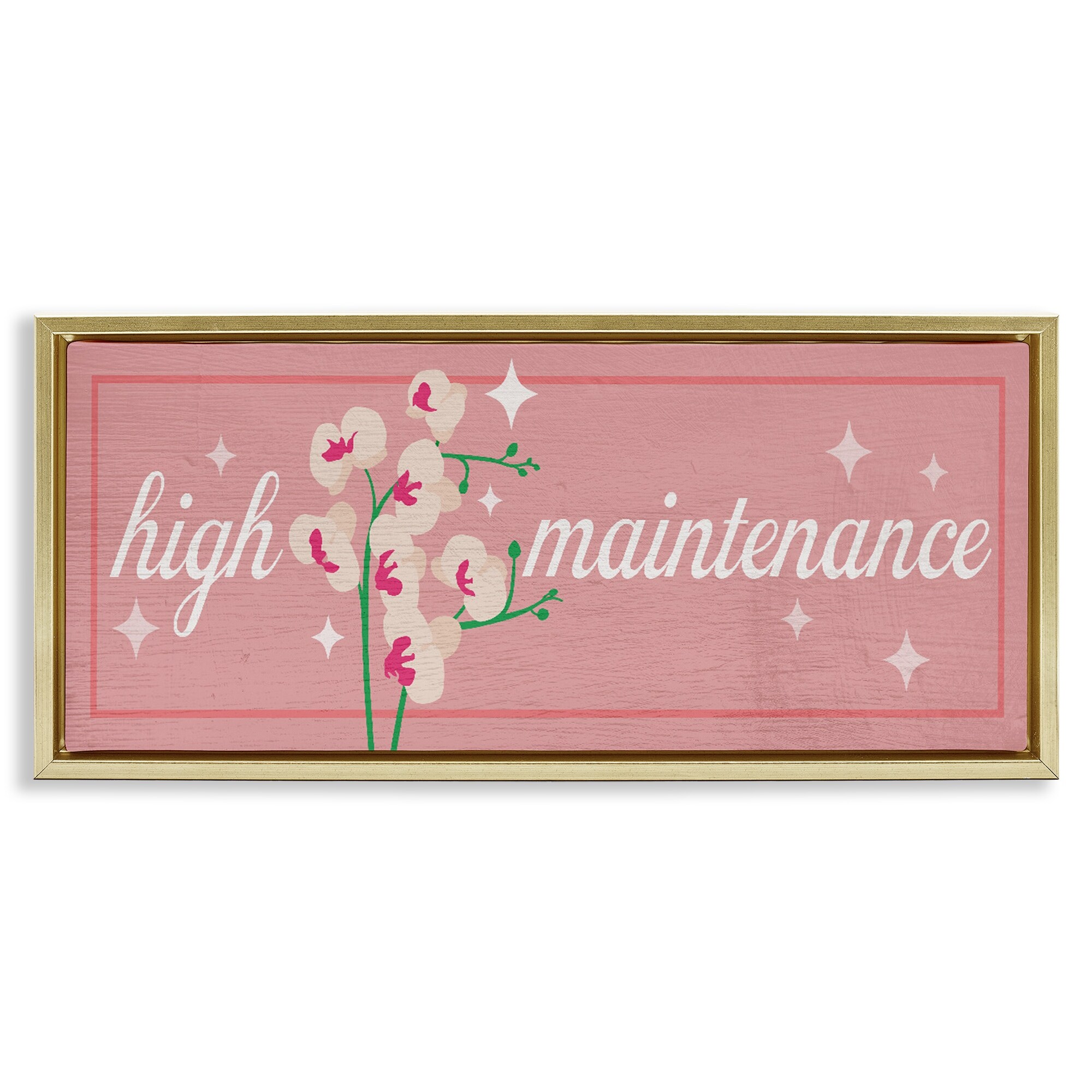 Stupell Floral High Maintenance Framed Floater Canvas Wall Art Design By Lil' Rue