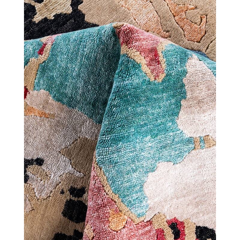 Modern One-of-a-Kind Hand-Knotted Area Rug - Brown, 8' 0" x 9' 10" - 8' 0" x 9' 10"