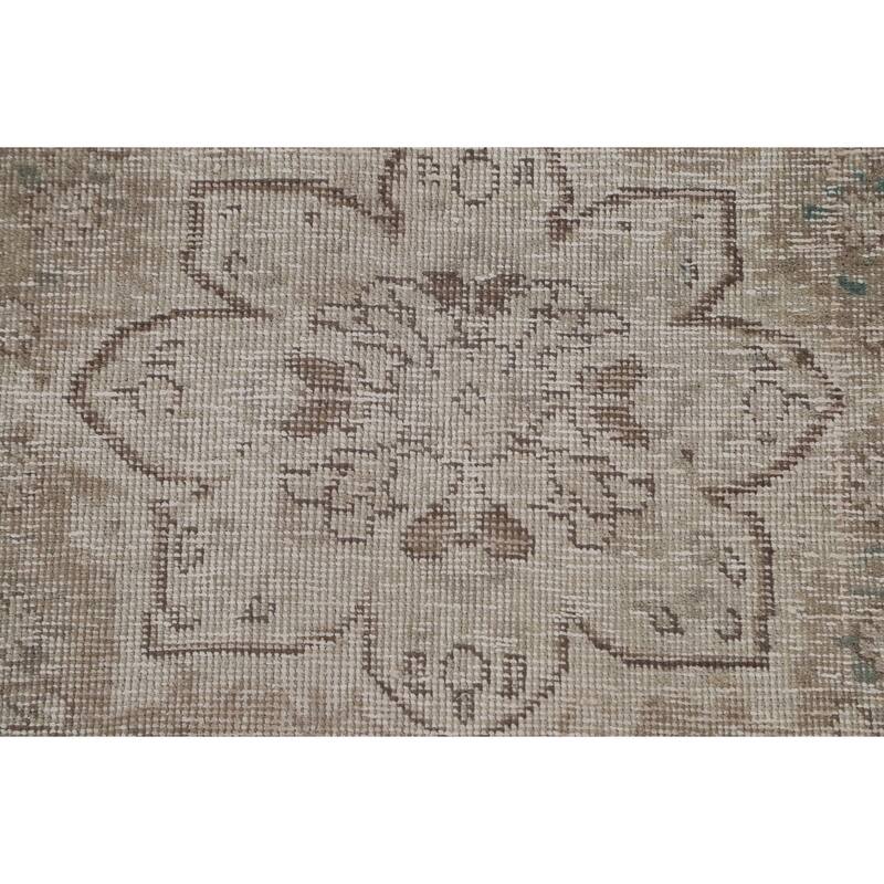 Distressed Tabriz Persian Antique Area Rug Handmade Wool Carpet - 6'8"x 9'2"
