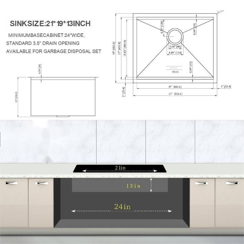Undermount 16 Gauge Single Bowl Stainless Steel Kitchen Sinks in Brushed Nickel