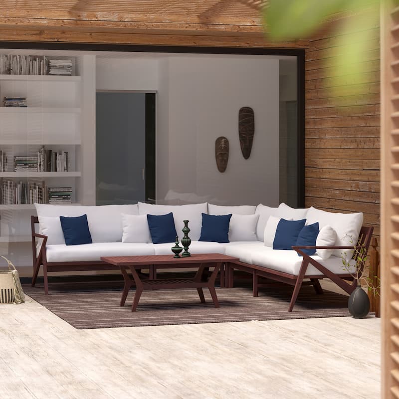 Vaughn 6 Piece Sunbrella Outdoor Patio Sectional with Table