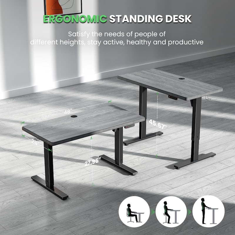 SIAGO Electric Standing Desk Height Adjustable Computer Desk with Cable Management & Spacious Work Surface