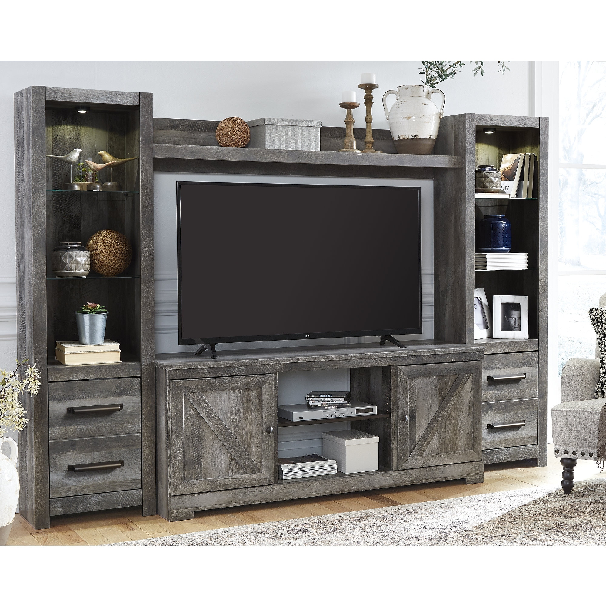 Ashley wynnlow large tv sales stand in gray