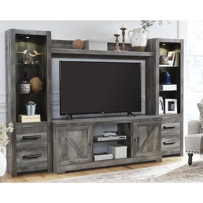 Signature Design by Ashley Wynnlow Gray 4-Piece Entertainment Center - 103.5"W x 19.5"D x 72.25"H