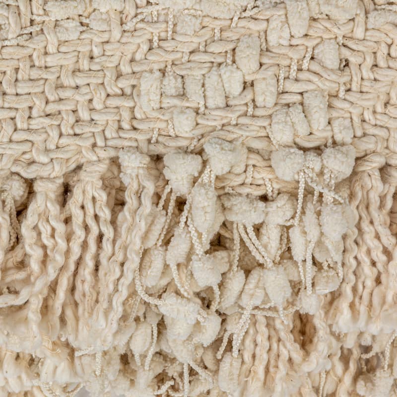 Woven Cotton Blend Cable Knit Throw Blanket with Fringe - 60.0"L x 50.0"W x 0.1"H
