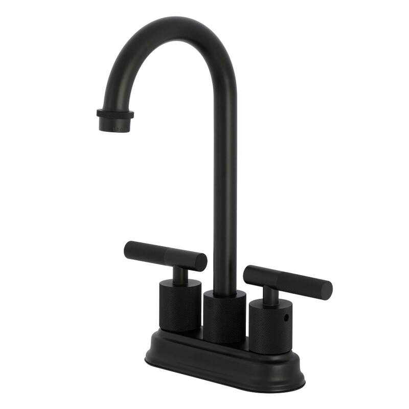 Kingston Brass Convergent Two-Handle 2-Hole Deck Mount Bar Faucet with Knurled Handle - Matte Black