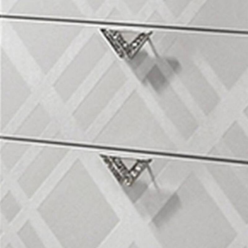 Beli 64 Inch 6 Drawer Wide Dresser Chest, Carved Acrylic Feet, Crisp White