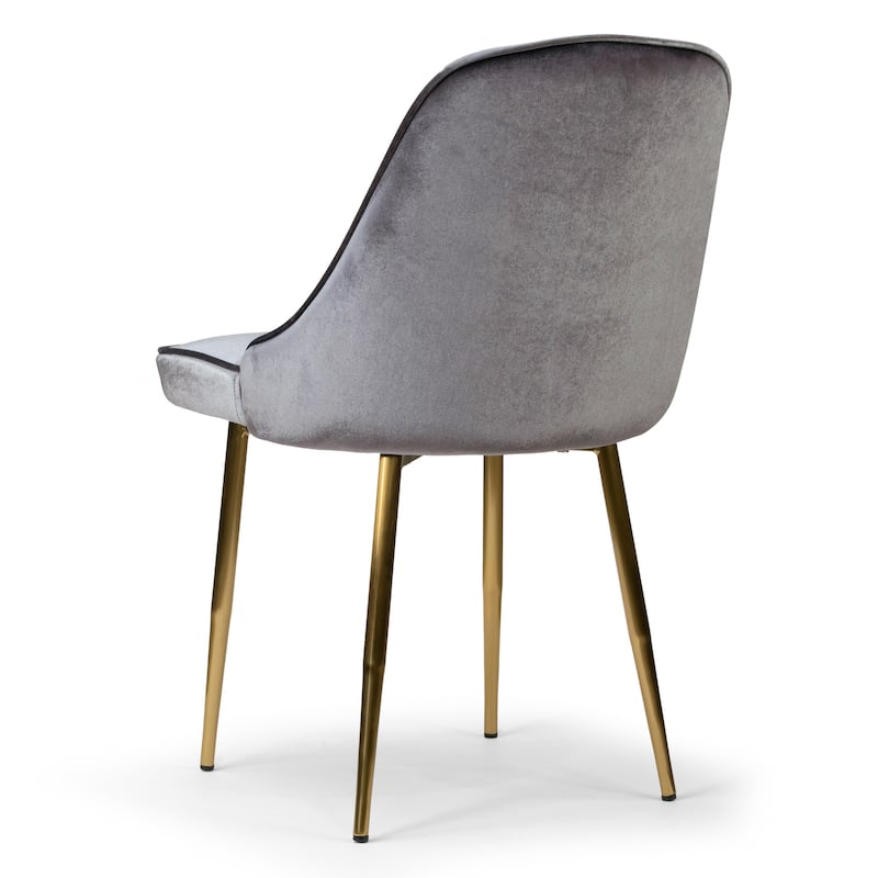 Set of 2 Alpha Sandy Brown Velvet Chair with Brushed Gold Steel Legs