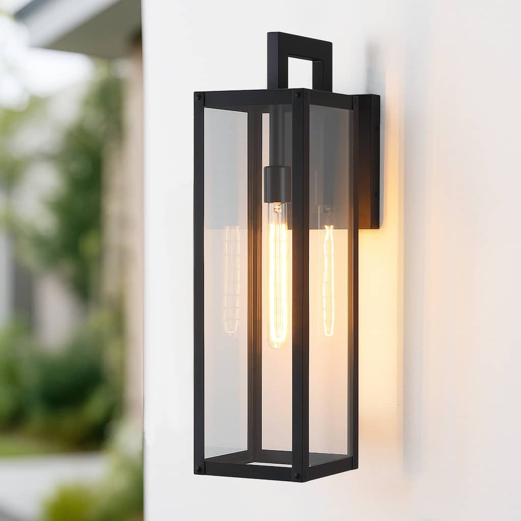 Black Modern Outdoor Wall Sconce Light - 25 in. H