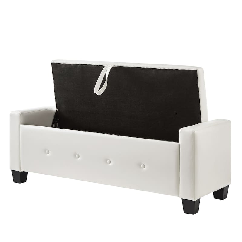 Multi-Functional 48" PU Leather Storage Ottoman Bench for Hallway & Entryway