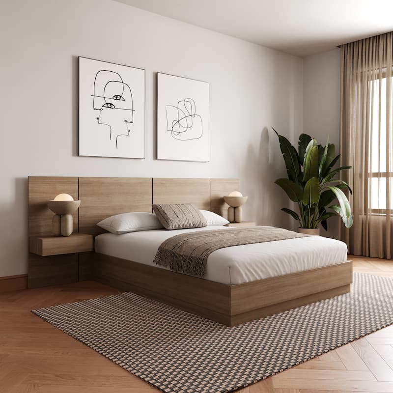 Milano 4-Piece Bedroom Set with Floating Nightstand Extension Panel