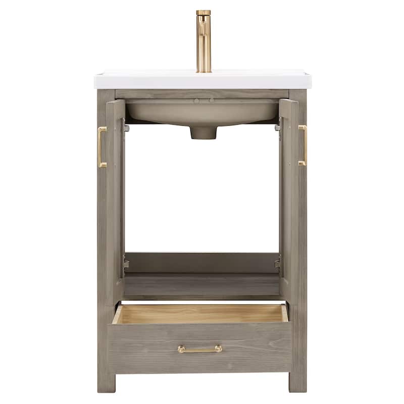 Gela Single Bath Vanity with Ceramic Basin Top without Mirror