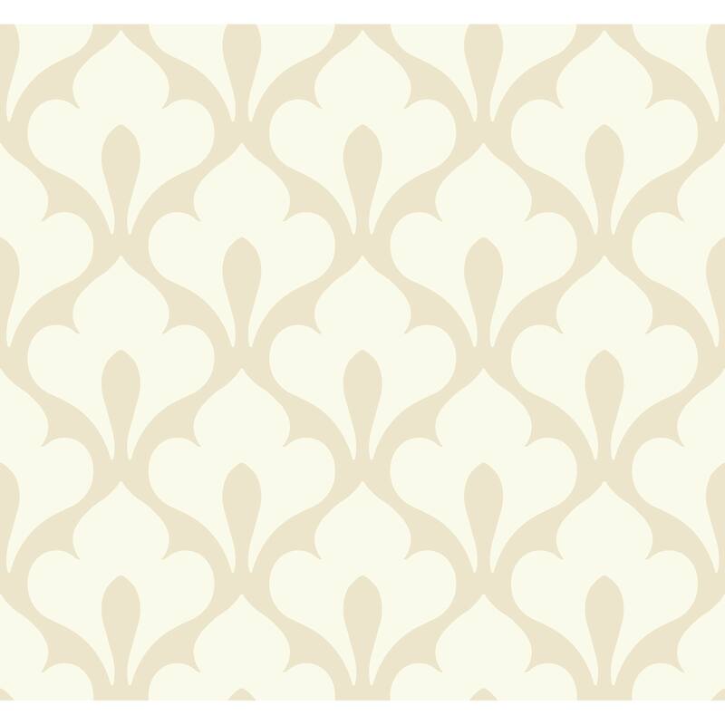 Seabrook Designs Grenada Fleur de Lis Unpasted Wallpaper - 27 in. W x 27 ft. L - Tan and White