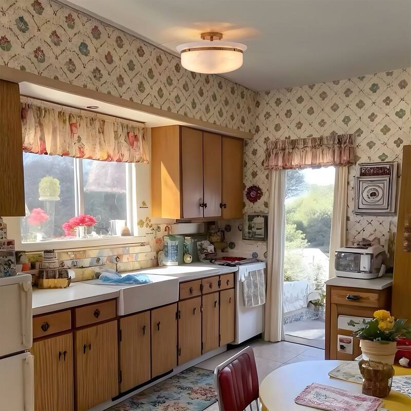 15'' W 3-Light Frosted Opal Glass Semi Flush Mount