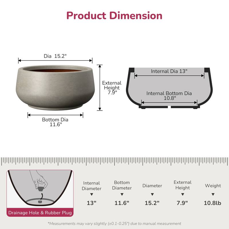 Round Curvy Concrete Planter Bowl Plant Pots