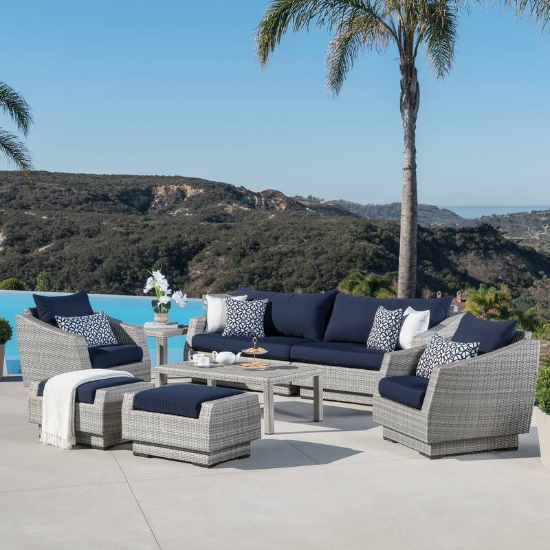 Cannes 8 Piece Sunbrella Outdoor Patio Sofa & Club Chair Set