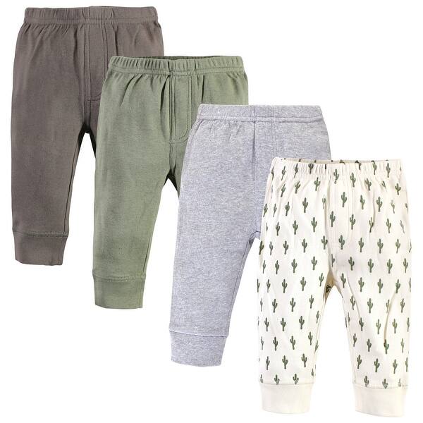 slide 1 of 1, Touched by Nature Baby Boy Organic Cotton Pants 4pk, Cactus 9-12 Months - Cactus